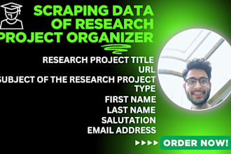 scrape emails of project organizer main researcher of research projects