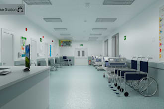 design 3d hospital ward and hallway,clinic,landscape design,revit render,3ds max