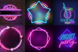 create a stunning 3d neon or neon sign and neon light effect 80 futurist logo