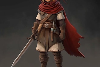 fantasy character art ,2d game character art in unique style