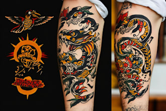 create any design in old school tattoo style