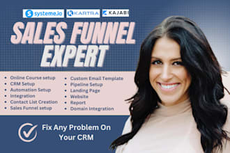 be your kajabi sales funnel expert, automation, systeme io website, crm expert