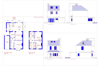 draw UK building  drawing, blueprints, elevations,  in autocad