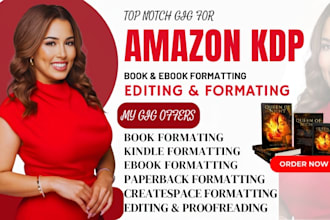do KDP book formatting, ebook formatting, and layout design for kindle