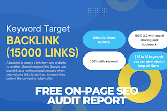 build up SEO keyword target  high quality 15000 backlinks