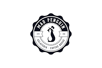 design mad penguin ice cream coffee logo