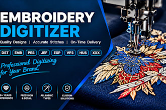 digitize embroidery logo into dst pes emb files
