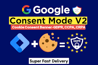 setup google consent mode v2, cookie consent banner, gdpr, cookiebot, by GTM