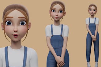 create 3d character, stylized character rigging, 3d game character