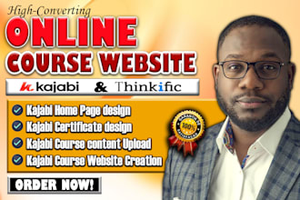 do online course website, sales page, kajabi website, thinkific course website