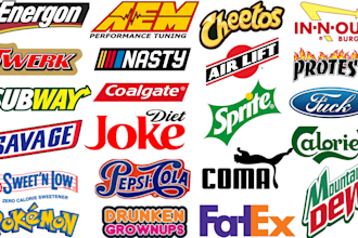 recreate, remake, spoof, famous brand company style logo