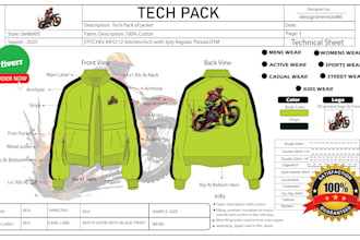 do fashion technical drawing and clothing apparel tech pack