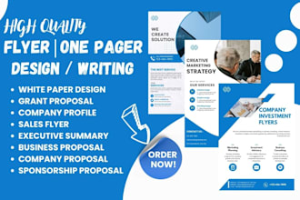 write, design sale flyer, grant, company proposal, whitepaper executive summary