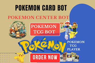develop automated pokemon center bot, pokemon tcg bot, pokemon card checkout bot