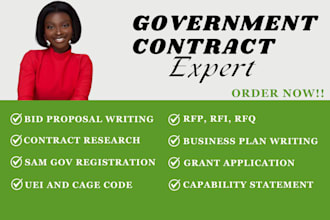 respond to bid, research government contracts, and response to rfp writing, rfq