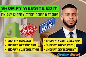 edit your shopify website, fix dropshipping store issues, optimize shopify store
