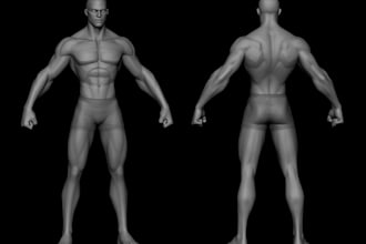 create 3d character, 3d model, 3d head bust for rendering and printing
