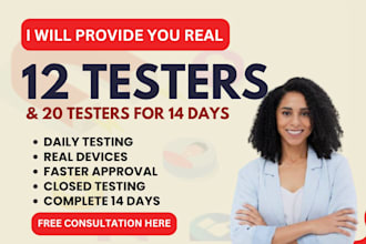 provide 12 testers app testing google play console, closed testing 12 testers