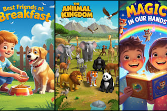 design children story book illustration  animal story pets storybook cover 3d