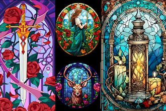 create custom stained glass art colored art stained glass character or image