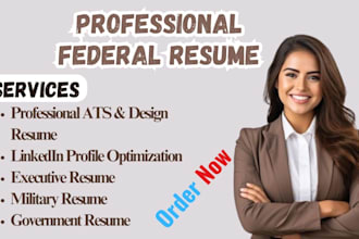 deliver executive resume writing, linkedin, cover letter and mid level usajob