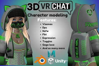 do quality vrchat avatar, vrc character, vr furry, 3d avatar, vr chat, anime