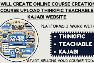 create online course creation course upload thinkific teachable kajabi website