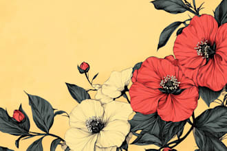 draw botanical illustrations of flowers, plants and fruits