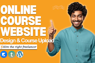 build kajabi website, online course website in teachable, thinkific or wordpress
