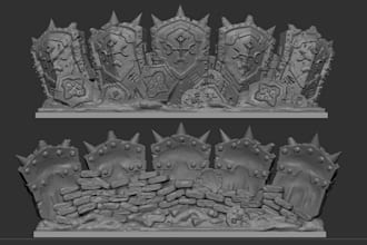 sculpt 3d wall terrain,ruins,meidevial goblin terrain,montains,landscape terrain