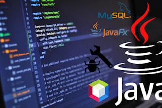create and debug java projects, including console, gui, and mysql databases