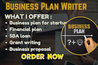craft a business plan for sba loan, investor ready, startups, restaurant, pitch
