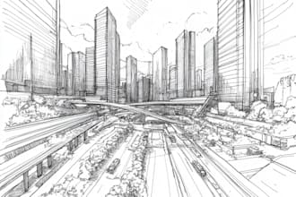 draw urban architectural design concept sketches