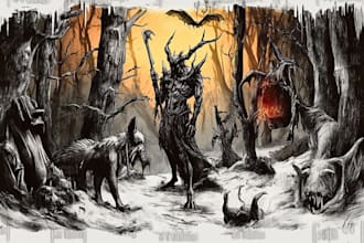 create dark art, horror, stoner, doom or skull lustration