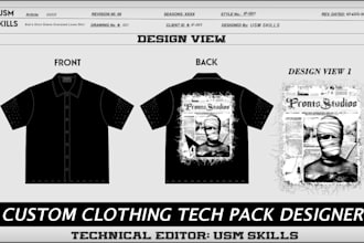 design fashion tech pack, flat sketches, and mockup