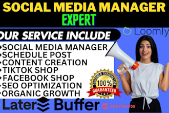 be social media manager schedule post via buffer zoho hootsuite loomly later