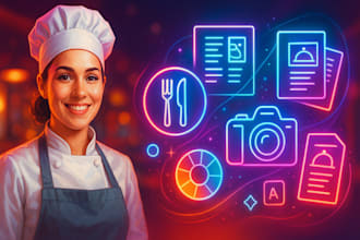 be your all in one restaurant graphic designer and make realistic dishes photos