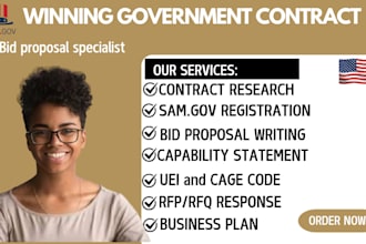 prepare winning bid proposal, research, and respond to rfp, government contract