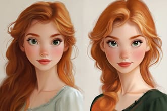 draw a portrait in semi realism disney cartoon style