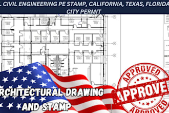civil engineering pe stamp, california, texas, florida for city permit