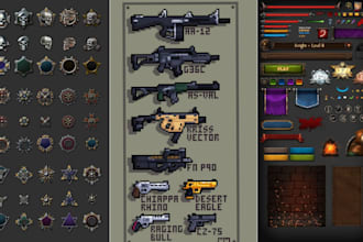 do pixelart UI, hud, fnf, pixelart hud icon and pixelart gui, for your game