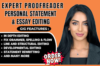 proofread and edit any personal statement, statement of purpose, sob, thesis