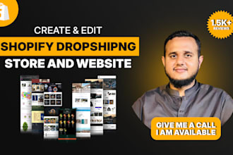 create and edit shopify, dropshipping stores and websites