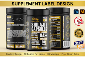 do custom modern supplement labels with 3d mockup