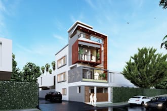 do render 3d architectural exterior of house commercial building