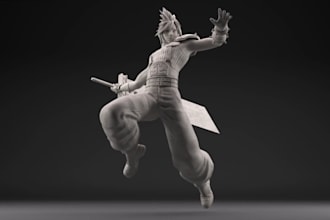3d fantasy anime figurines,game character design stl file,warrior 3d toy,zbrush