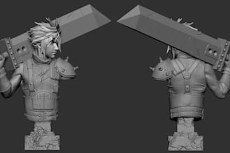 fantasy xiv figure,fan art sculptor, stylized 3d ffxiv character bust,3d printer