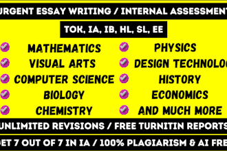 assist math, physics, chemistry, computer science, bio, business, economics ia