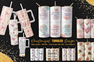 custom skinny tumbler sublimation wrap design