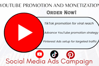 do youtube promotion and monetization pintrest ads facebook ads tiktok promotion